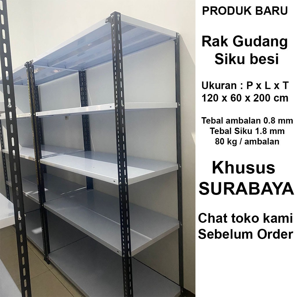 Rak Besi Siku 5 Susun 60x120x200 cm Rak Gudang Rak Serbaguna