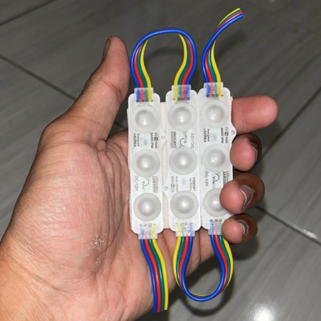 LAMPU LED SAMSUNG 3 MATA RGB DC 12V, IP68 TAHAN AIR