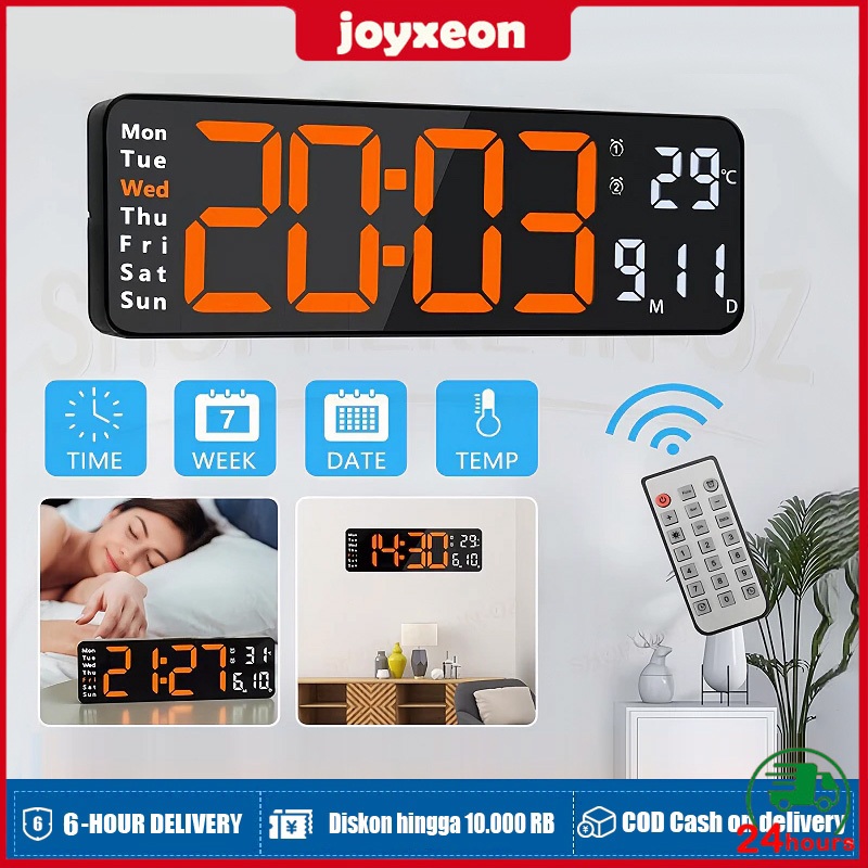 Jam Tampilan Layar Besar Digital 13 Inci Nordik Jam Dinding Ruang Tamu Sederhana Jam Dinding