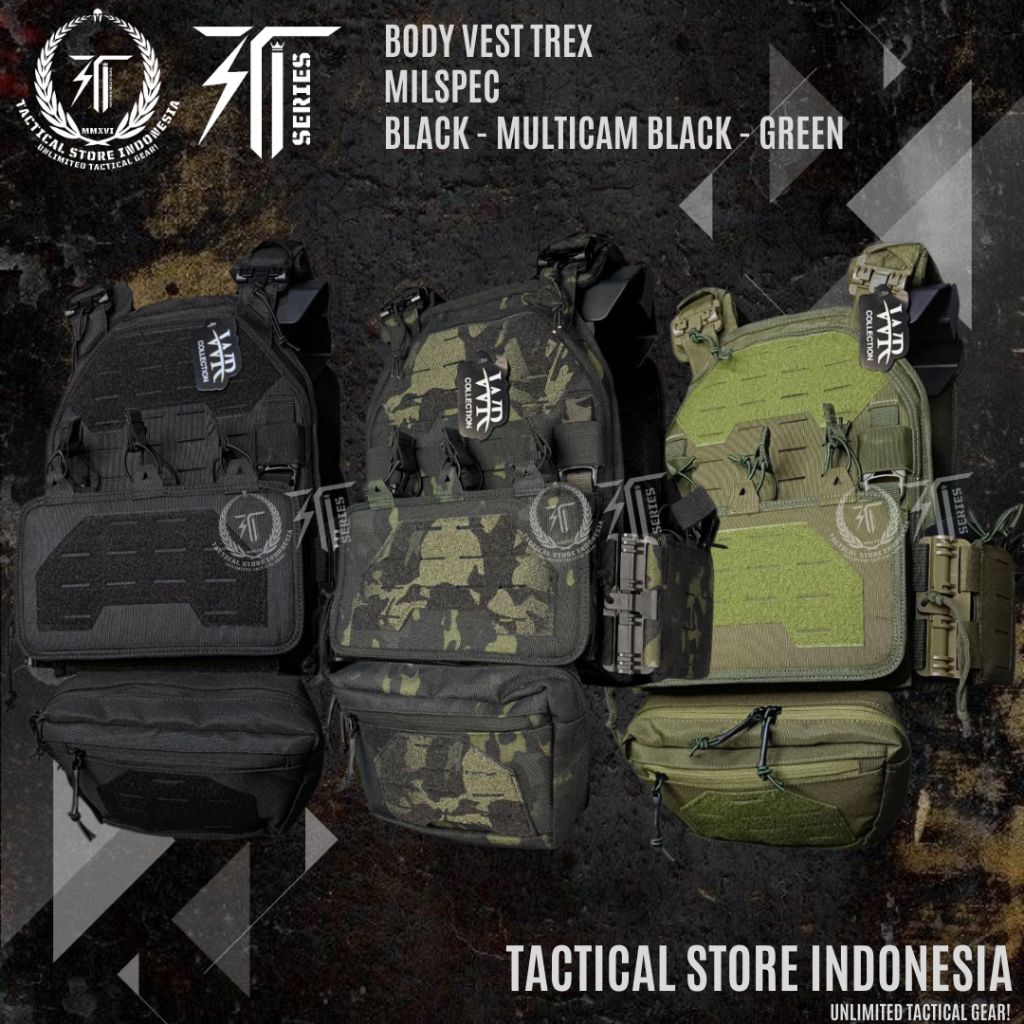 TSI SERIES ® 100% ORIGINAL (BEST SELLER) - Body Vest TREX - Bodyvest Trex Laser Cut Tactical TNI POL