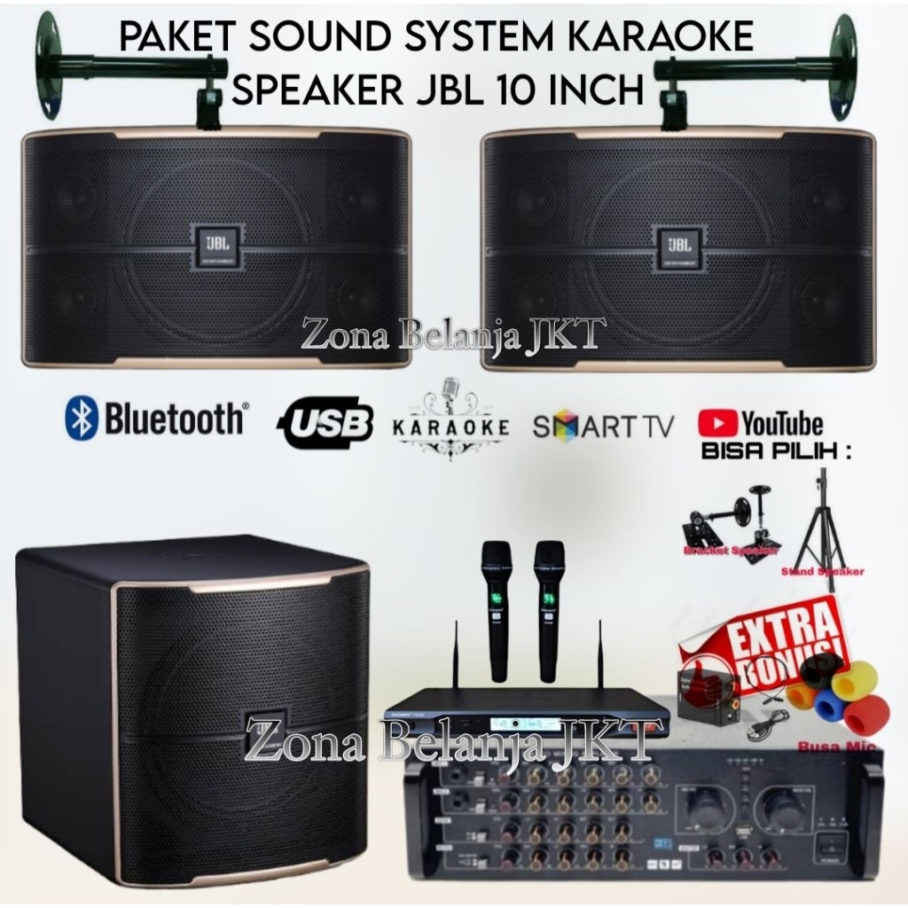 PAKET SOUND KARAOKE SPEAKER JBL PASION 10 INCH + SUBWOOFER JBL 12 INCH AMPLIFIER USB BLUETOOTH MURAH