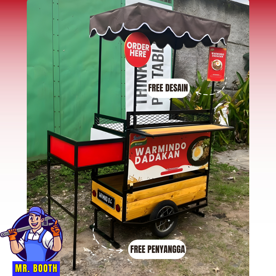 Booth Trailer Portable-Booth Trailer Penutup 1 Tungku-Booth Portable Lipat 1 Tungku-Meja kompor penu