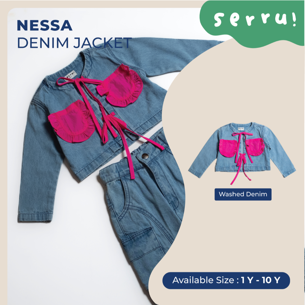 Jaket Denim Anak Perempuan Crop 1-10 Tahun - NESSA klab serru