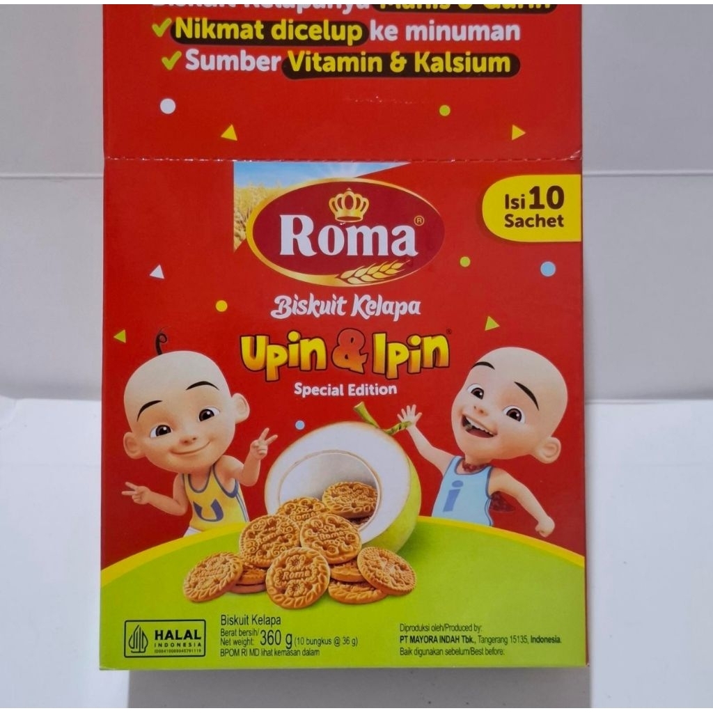 Roma Biskuit Kelapa sachet ( 1 box osi 10 sachet) Edisi Upin Ipin