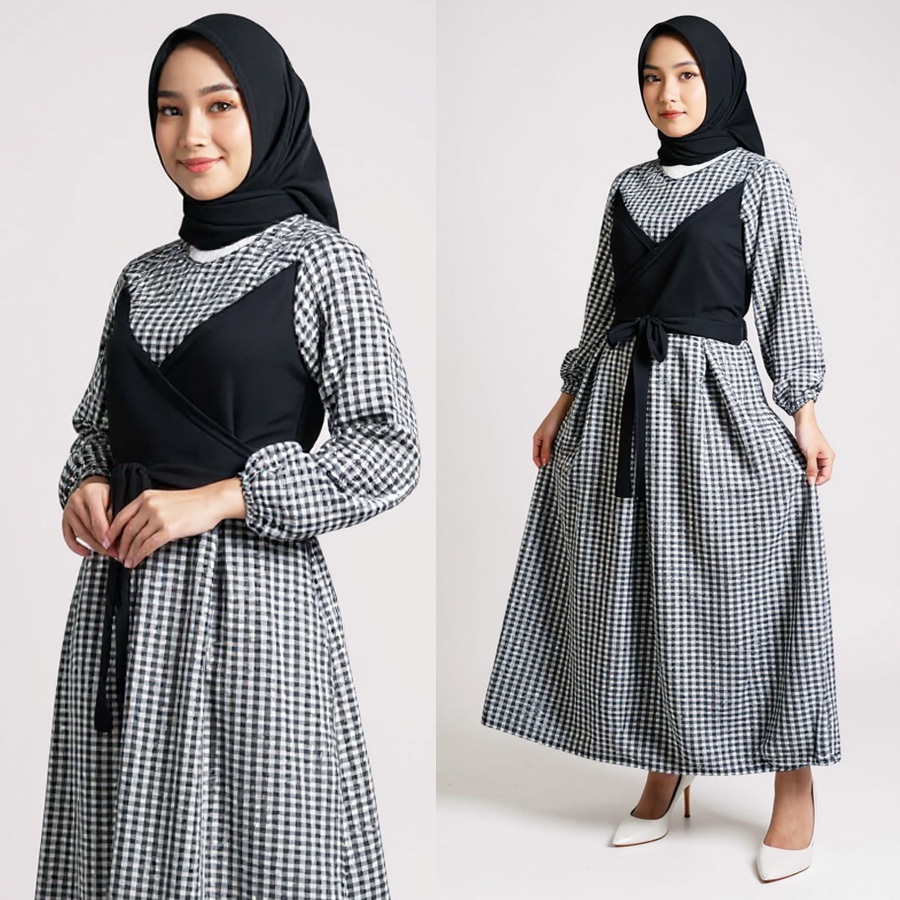 GAMIS SYARI WANITA KOTAK LESTY DRESS TARTAN MAXY WANITA