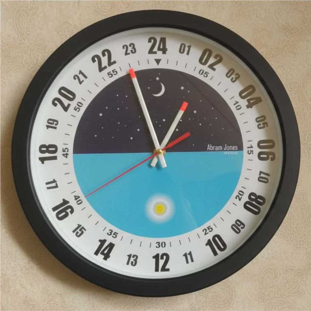 Jam Dinding 24 Jam Circadia – Skala 24 Jam | Desain Unik, Presisi, Estetik Modern