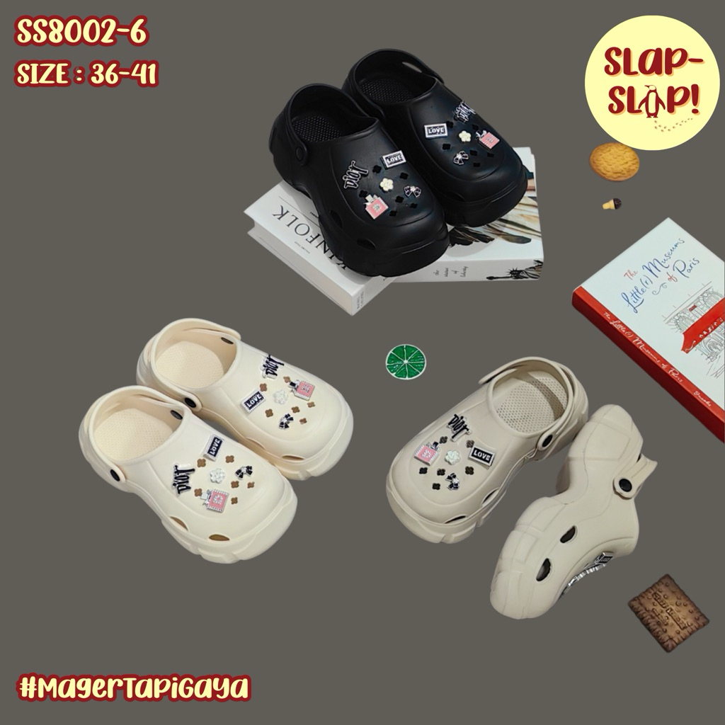 SLAP-SLIP SS8002-6 DIOR | SANDAL CROCS TEBAL EMPUK ANTI SLIP – SIZE 36-41 | SANDAL HARIAN ANAK & DEW