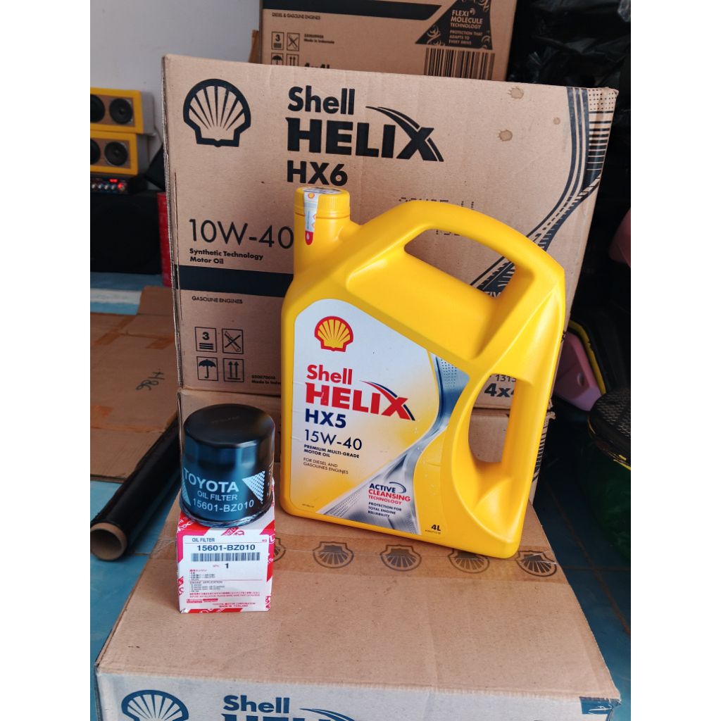 paket ganti oli Shell hx5 15w-40 + filter oli  avanza xenia ayla