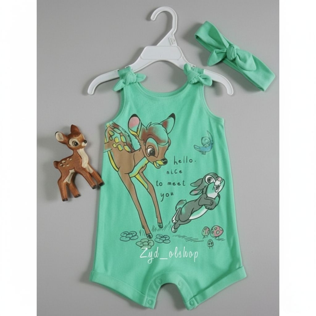 Set Romper Kutung Disney baby Bambi 12M | Set Romper Bandana Anak Disney Baby