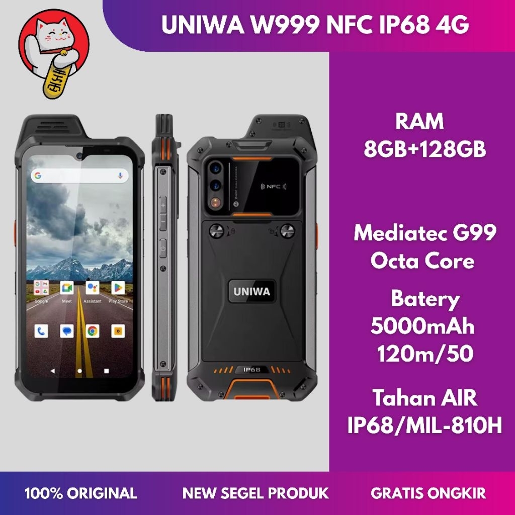 Uniwa W999 Smartphone Tahan Air IP86 Android 4G NFC Original