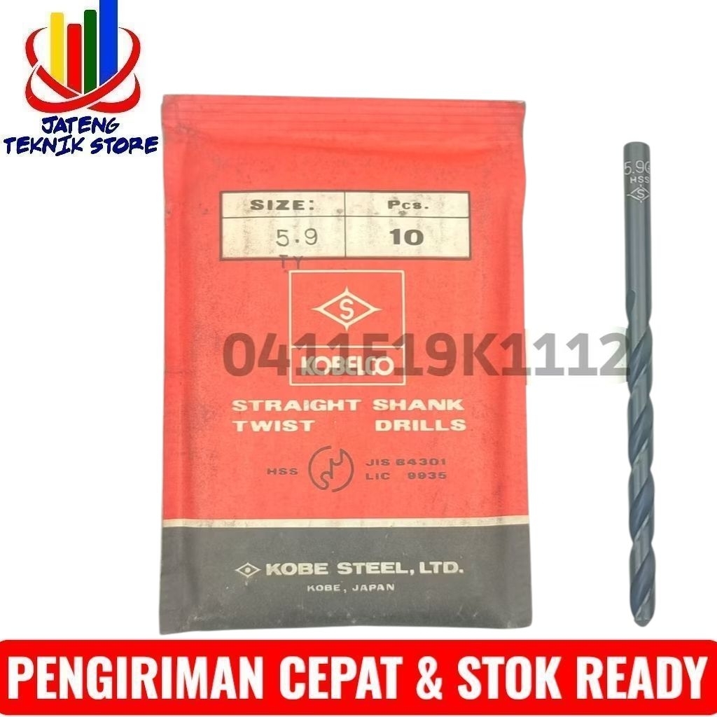 Mata Bor 5.9mm Kobelco Bor Besi Hss Bukan Bor Carbide Nachi
