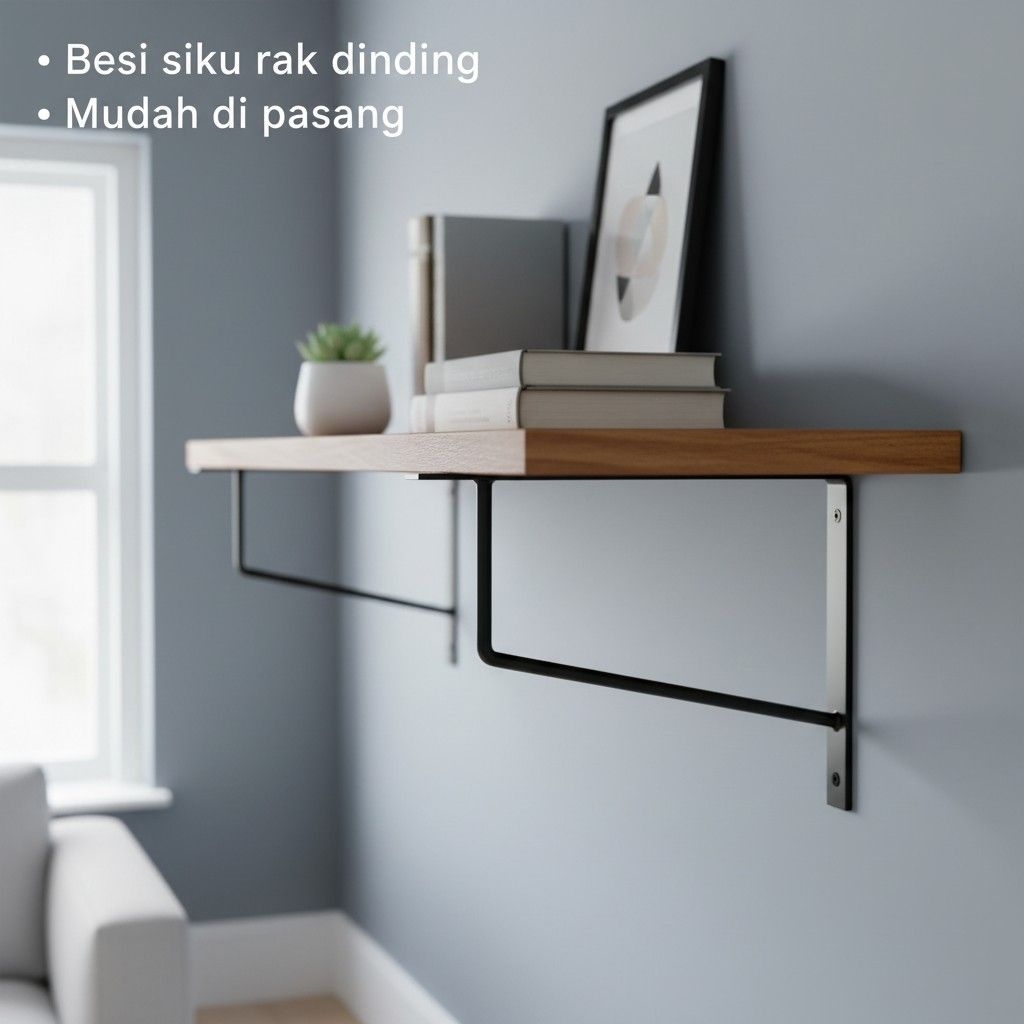 siku rak dinding mudah di pasang bahan setrip plat dan besi 10 ukuran besar 30X20 kecil 20X15