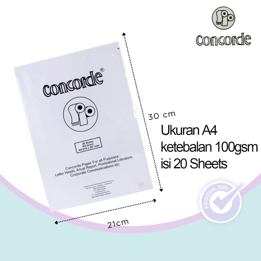Kertas Concorde Contour Ukuran A4 (21,0 x 29,7cm) 100gr isi 20 Sheet