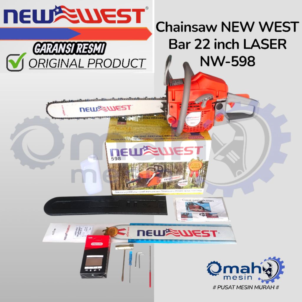 Mesin Senso NEW WEST 598 Bar 22 inch / Chainsaw NEW WEST 598 Bar 22 Inch