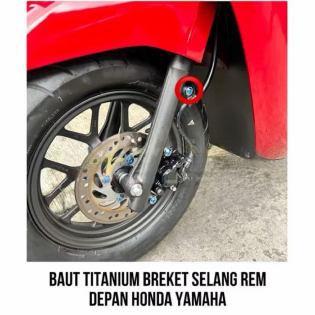 [1baut] baut breket selang rem titanium universal