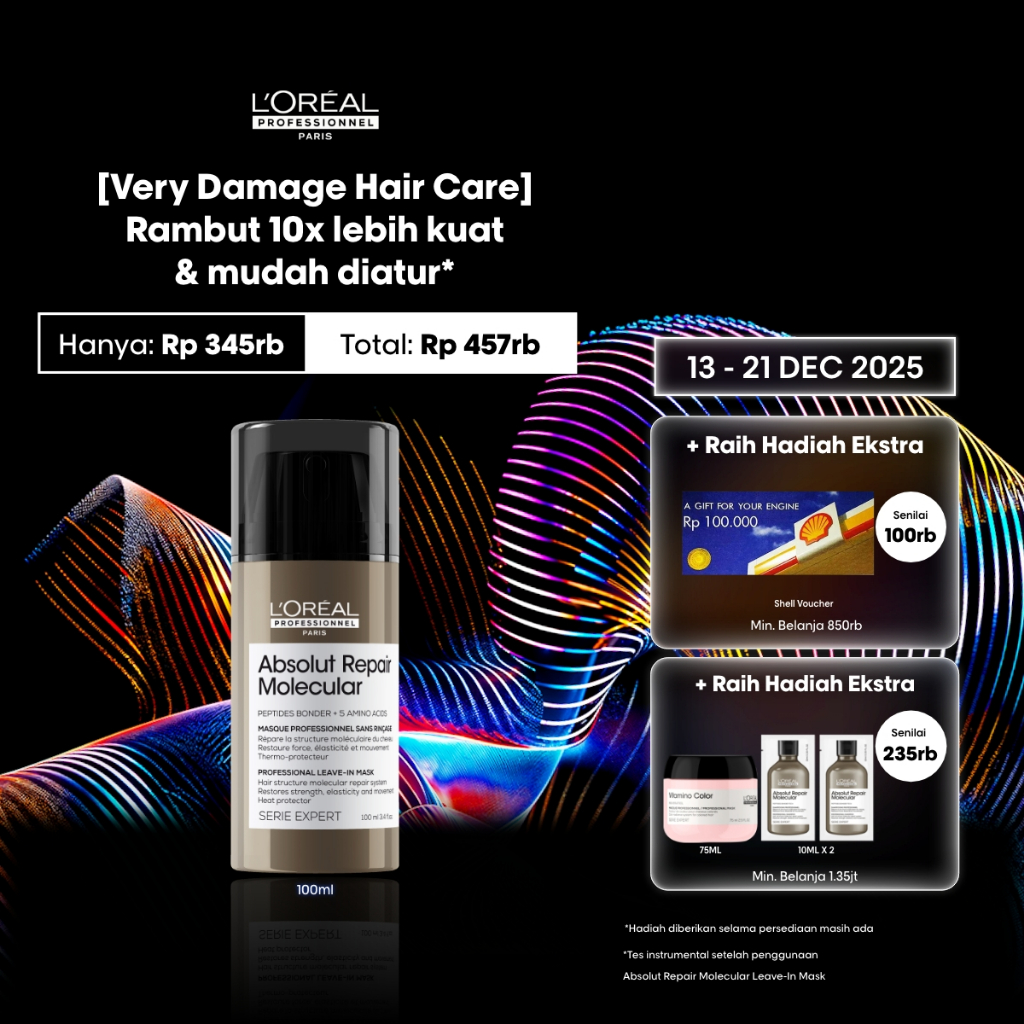 Absolut Repair Molecular masker rambut tanpa bilas dengan Peptides Bonder & Amino Acid untuk memperb