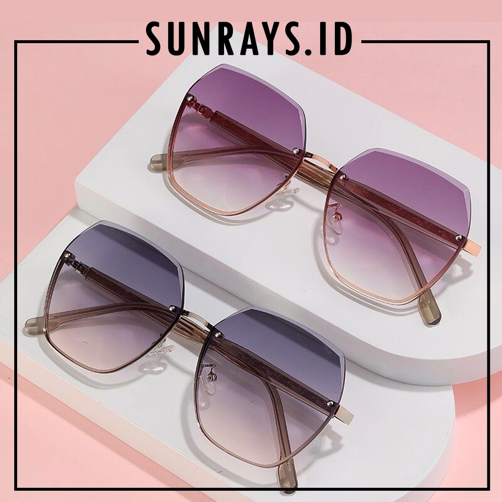 9906 Kacamata Hitam Wanita Frame Kotak Besar - Ungu anti UV
