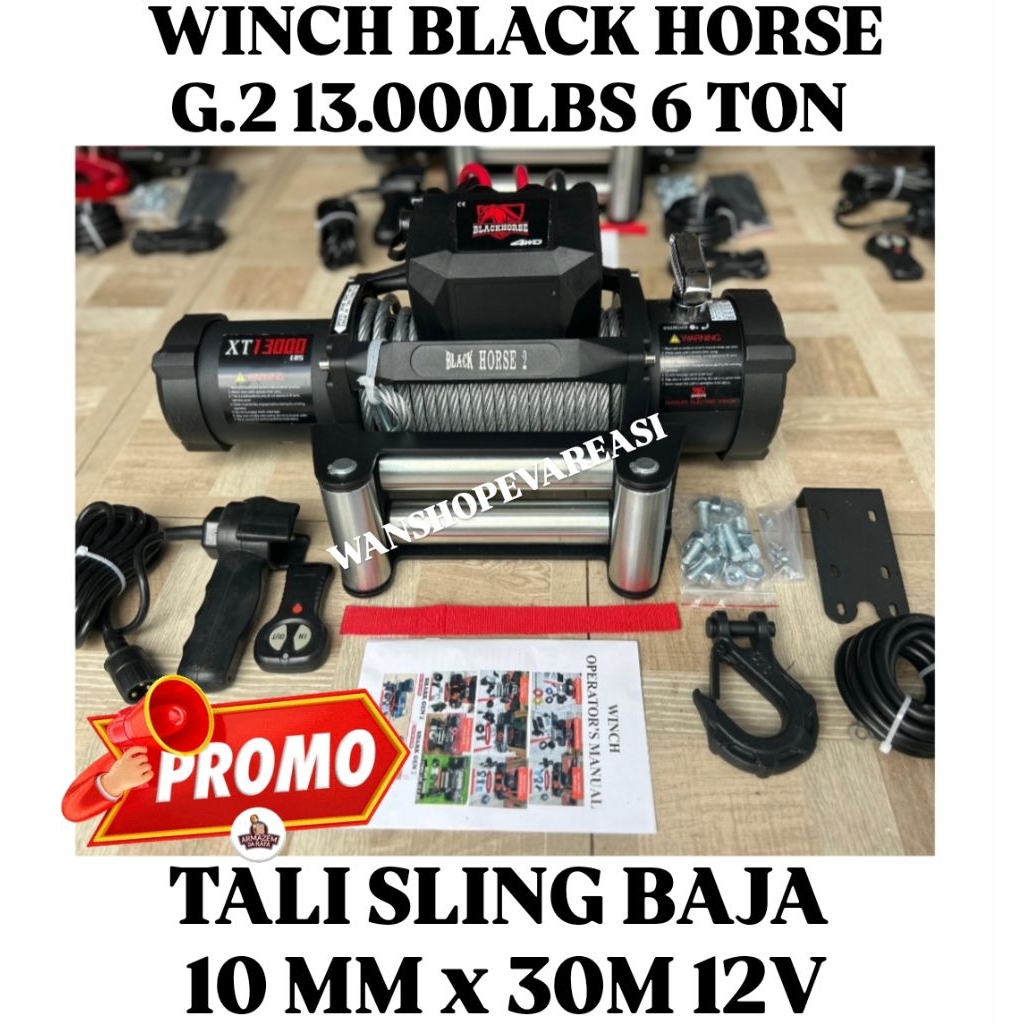 Winch offroad tali derek Black hors mobil jimny taft vitara 6 TON 13000lbs
