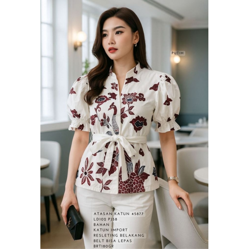 KEMEJA BLUS ATASAN KATUN MOTIF BUNGA BANGKOK 45877