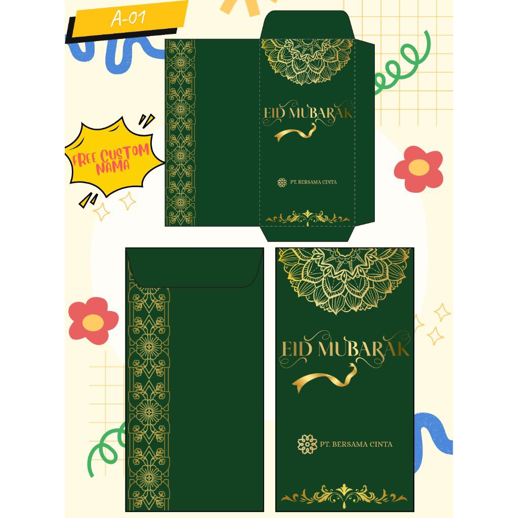 Amplop Lebaran Premium Custom Nama Panjang Tebal Gambar Tajam | Amplop Idul Fitri | Amplop THR isi 2