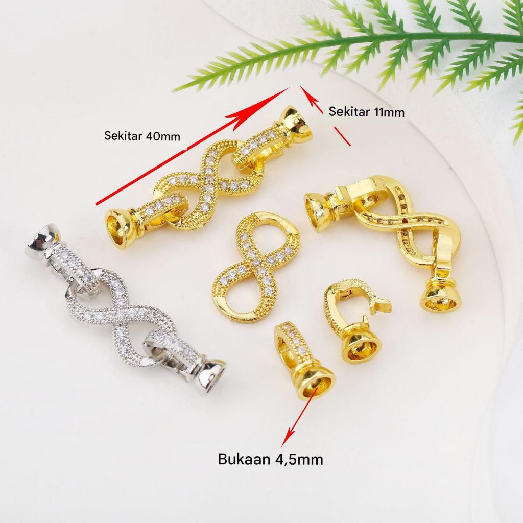 Kaitan Tembaga Lapis Emas 18K, Kaitan Kalung, Kaitan kalung Mutiara, Aksesoris Kalung Mutiara