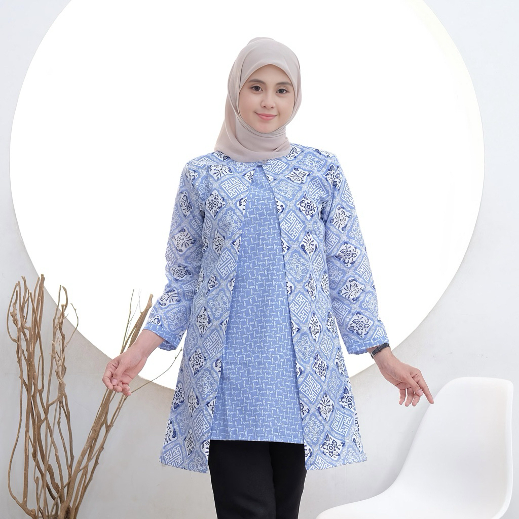 promo terbaru tunik batik bolero lengan panjang atasan batik wanita bolero terbaru