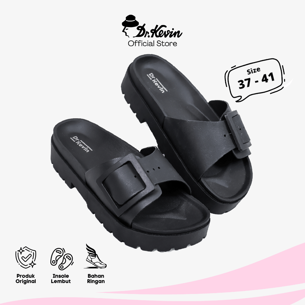 Dr. Kevin Sandal Selop Wanita Hak Rata Tinggi Flat Sandals 571-138