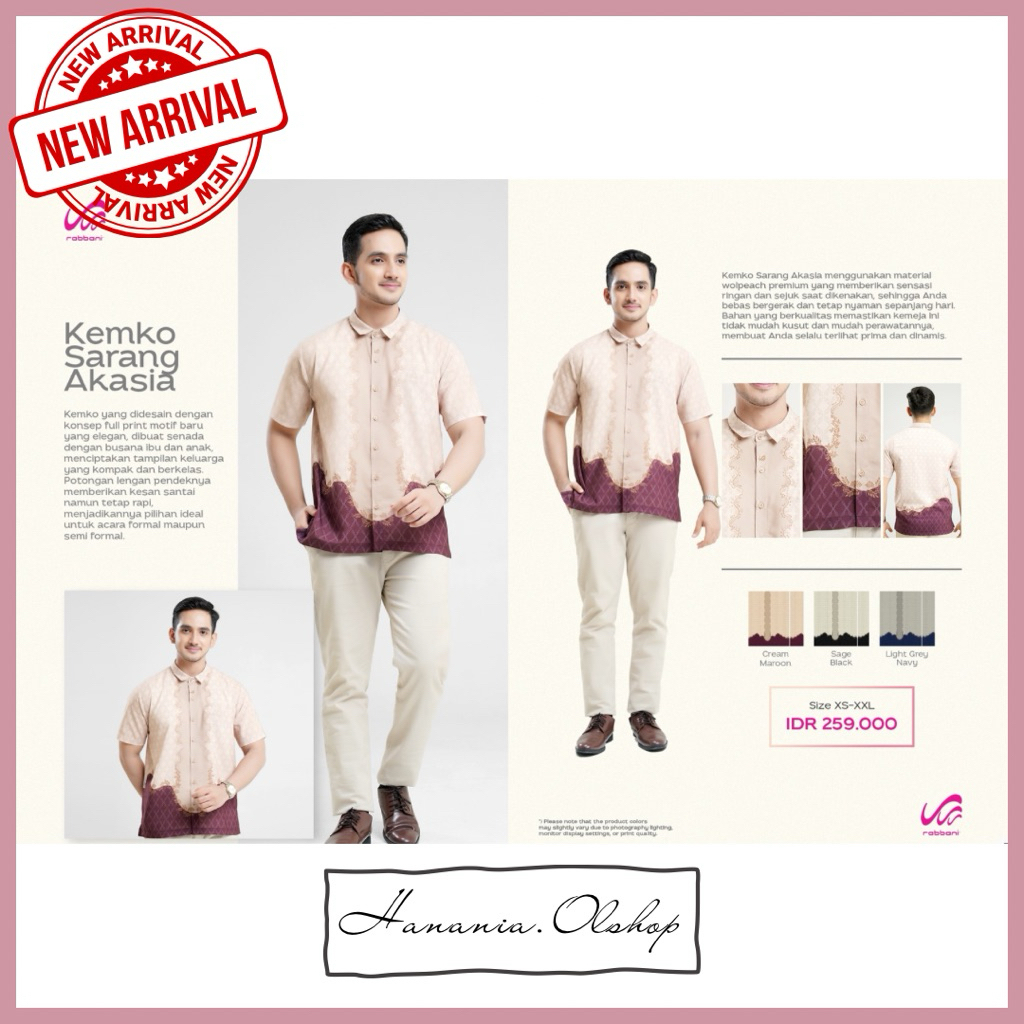 DISKON RABBANI ORI - NEW ARRIVAL Kemko Sarang Akasia rabbani | baju koko lengan pendek | kemko rabba