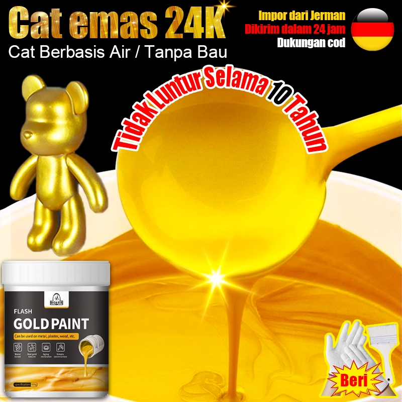 Cat emas 24K Cat Gold Paint 600ml gold terang cat warna emas Air Cat Kayu Gold Cat Emas Cat daun ema