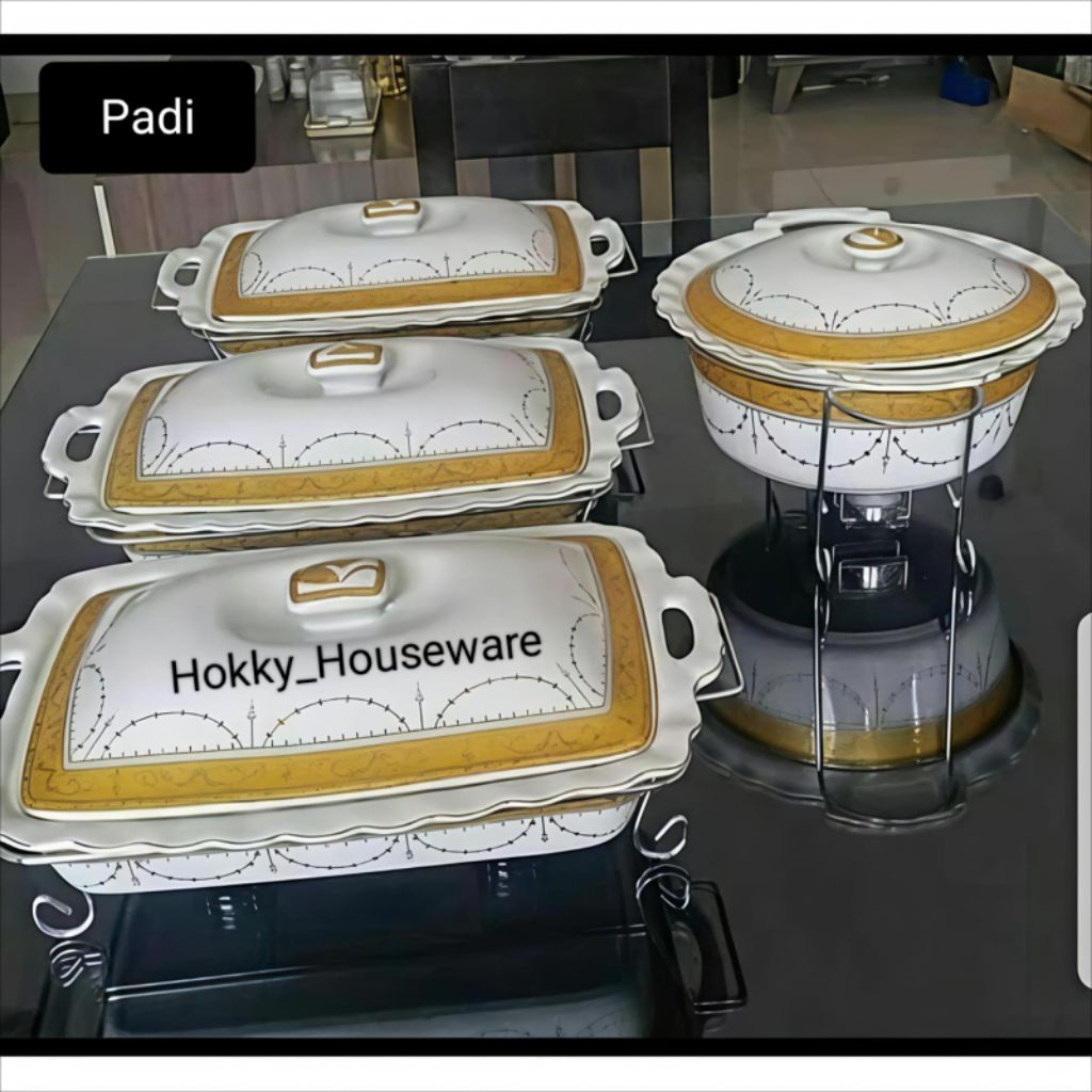 Prasmanan / Wadah Saji Vicenza Keramik Original Set 4 Buah (Packing Kayu)