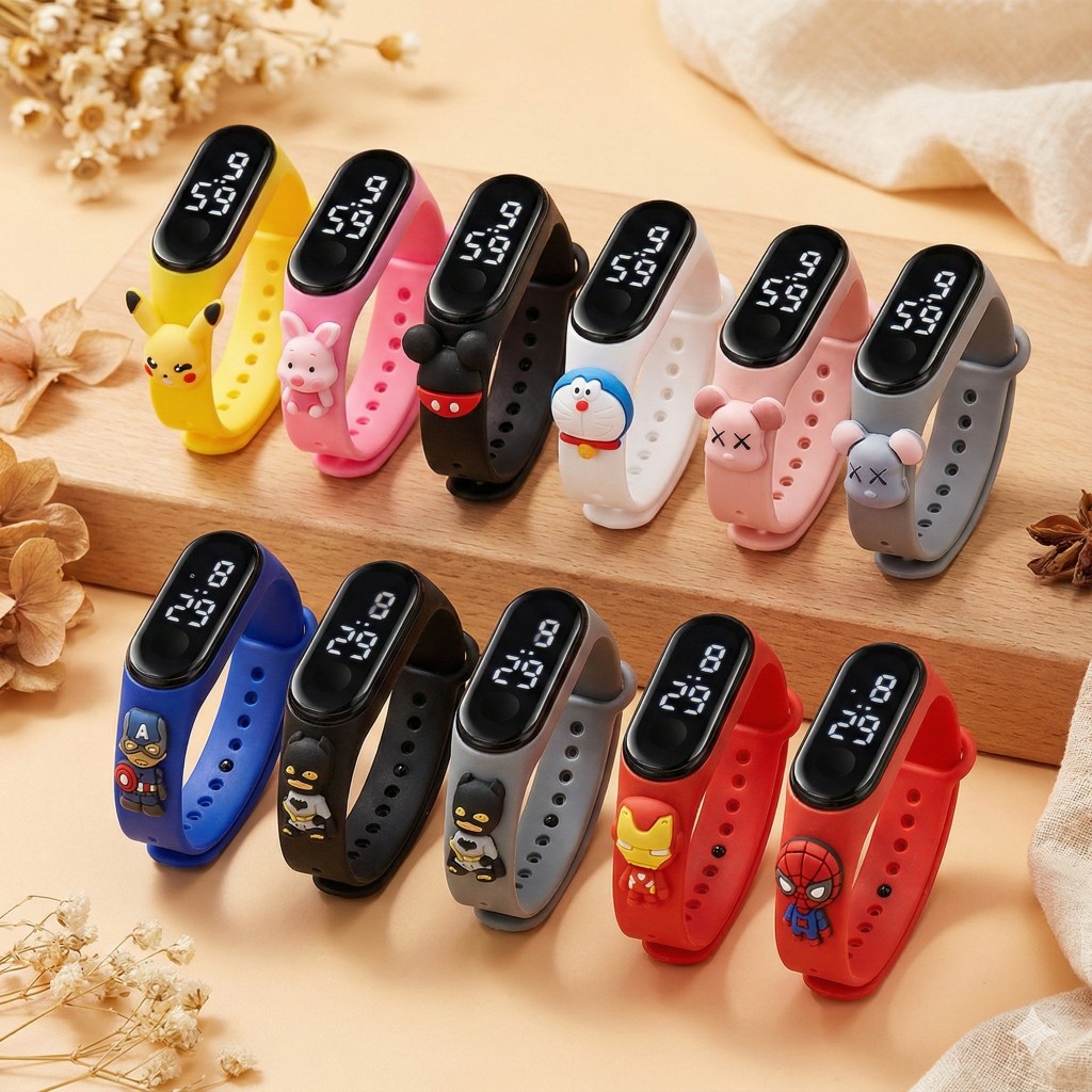 Jam Tangan Anak Elektronik Led Motif Kartun Anti Air Jam Tangan Viral Kado Anak