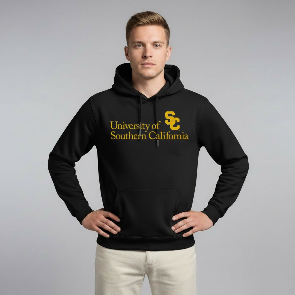 Hoodie USC University of Southern California Unisex Sweater Fleece Black Hitam Cloth