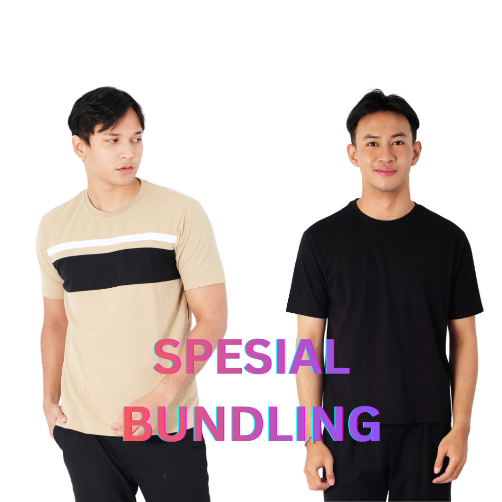 POSHBOY SPESIAL BUNDLING T-Shirt Drop Needle Inazawa Beige & Spain Hitam