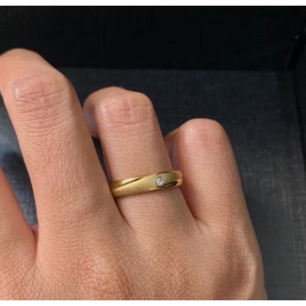 Cincin Titanium Mas Motif Selendang Awet Anti Karat Tahan Lama
