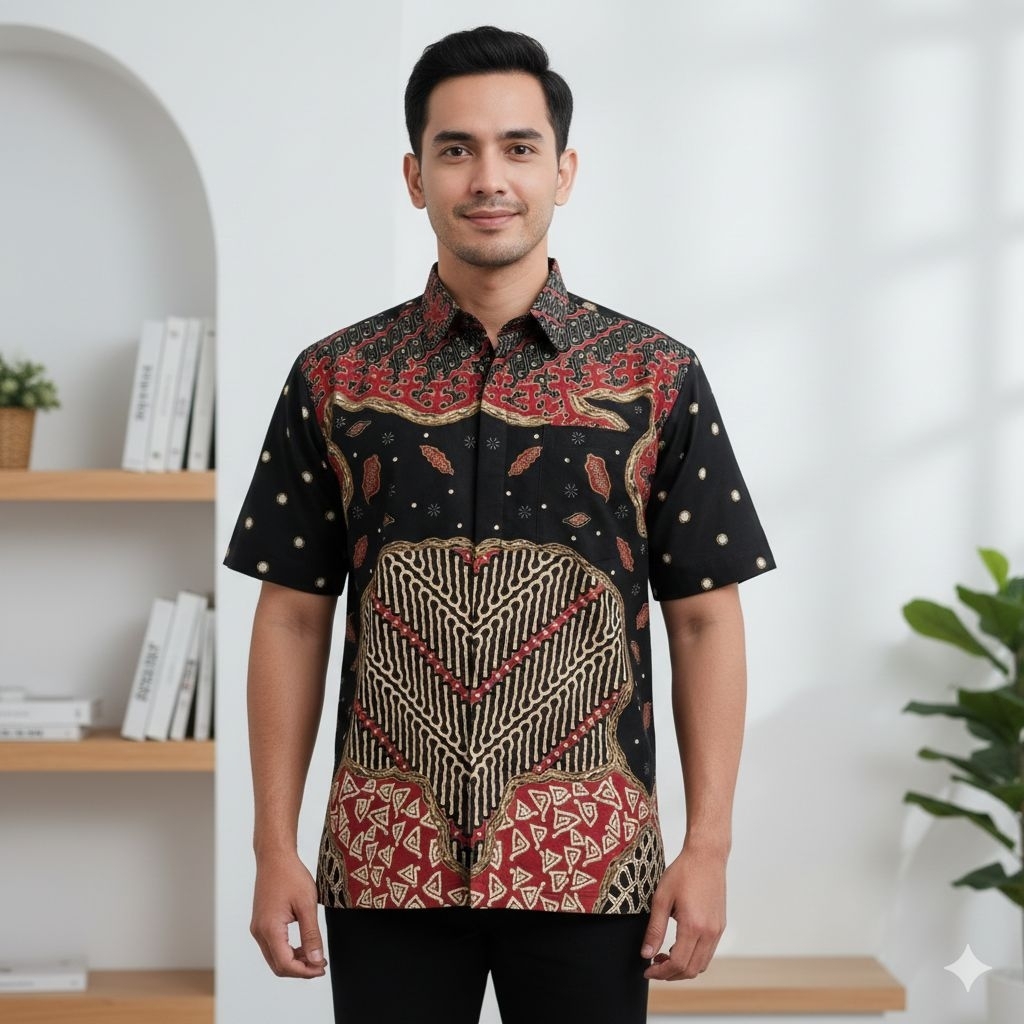 baju batik pria kemeja pendek lapis puring