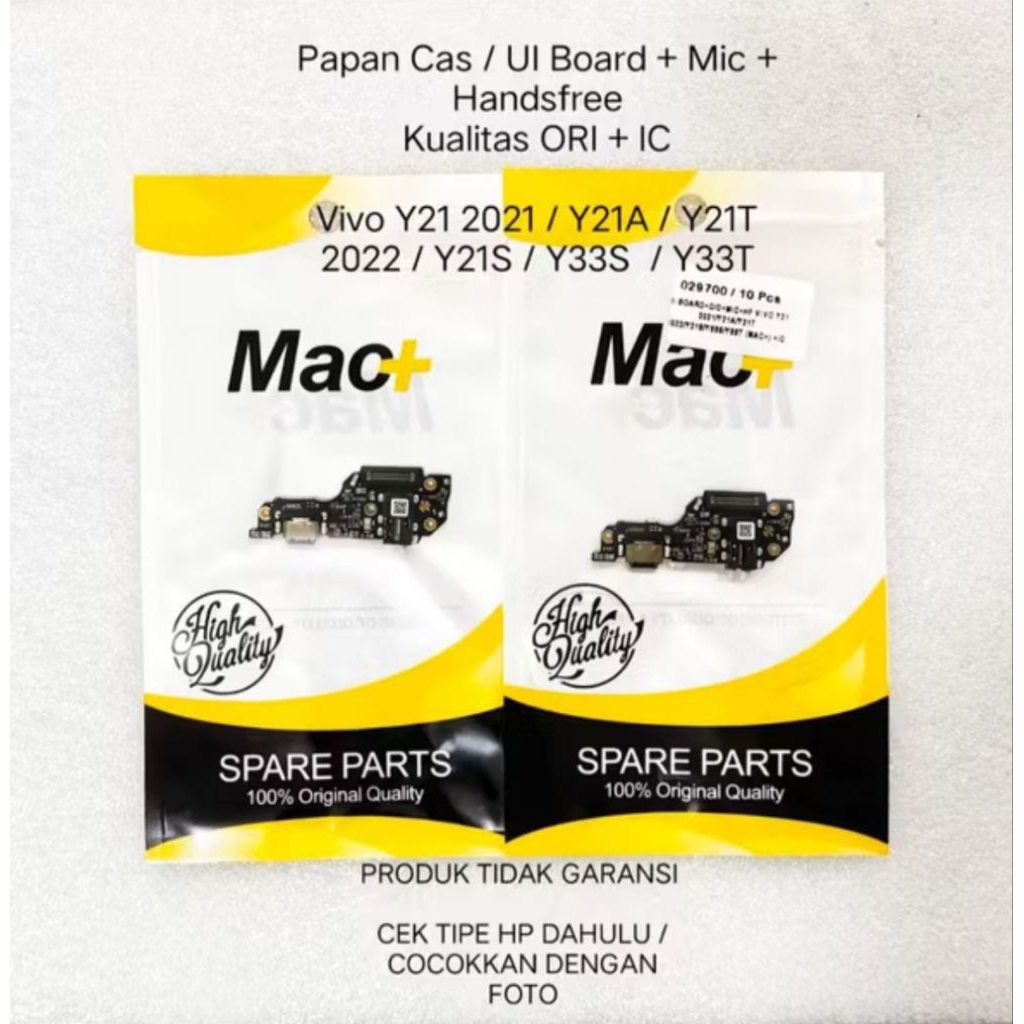 Papan Cas / PCB Cas / + Mic + Handsfree Kualitas ORI + IC Vivo Y21 2021 / Y21A / Y21T / Y21S / Y33S 