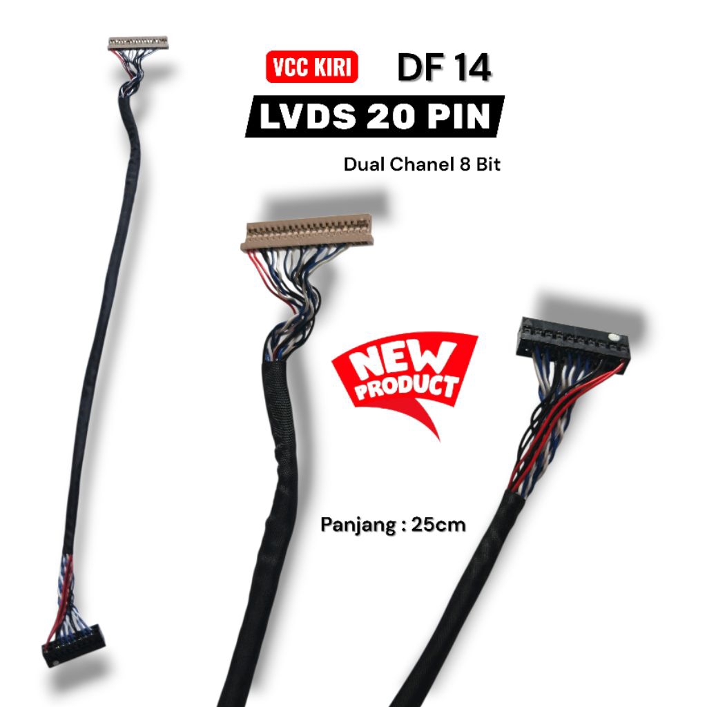 Kabel LVDS 20Pin DF 14, Single Chanel 8bit, P. 25cm
