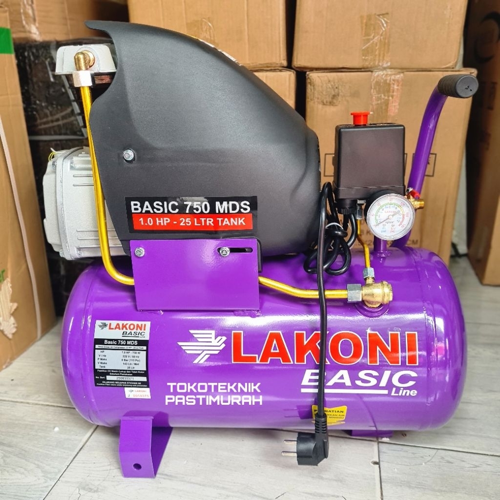 Kompresor Angin Lakoni 1HP / Lakoni Basic 750 MDS 25 Liter / Pompa Angin Listrik 8 Bar Lakoni 750MDS