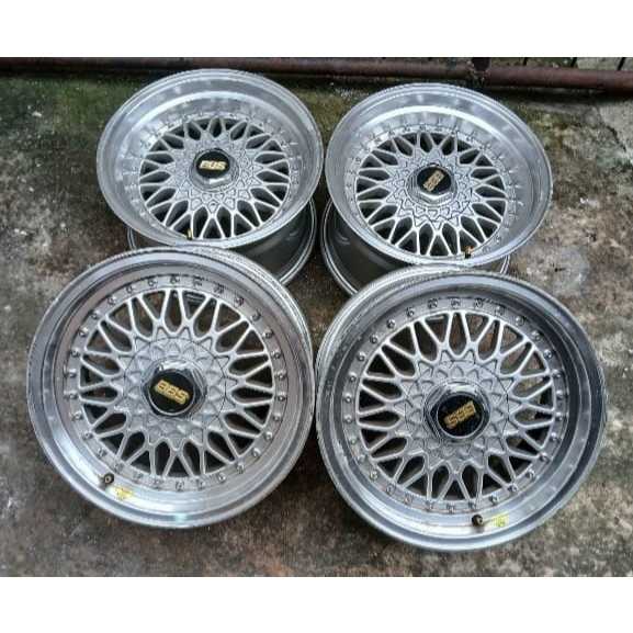 Velg Mobil Bekas BBS Ring 15x7/8 PCD 8x100/114 Et25/30 Silver Polis Buat Kijang City Avanza DLL