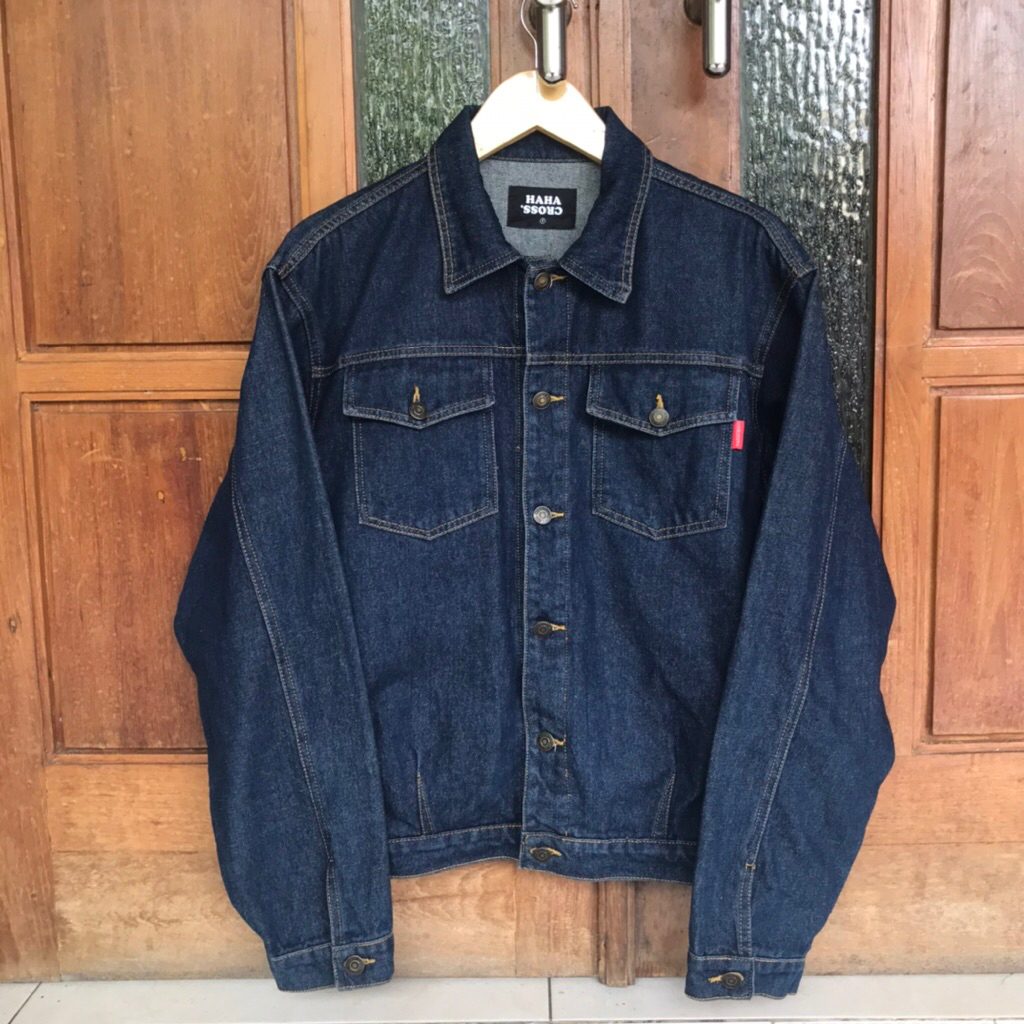 Haha Cross Boxy Denim Jacket