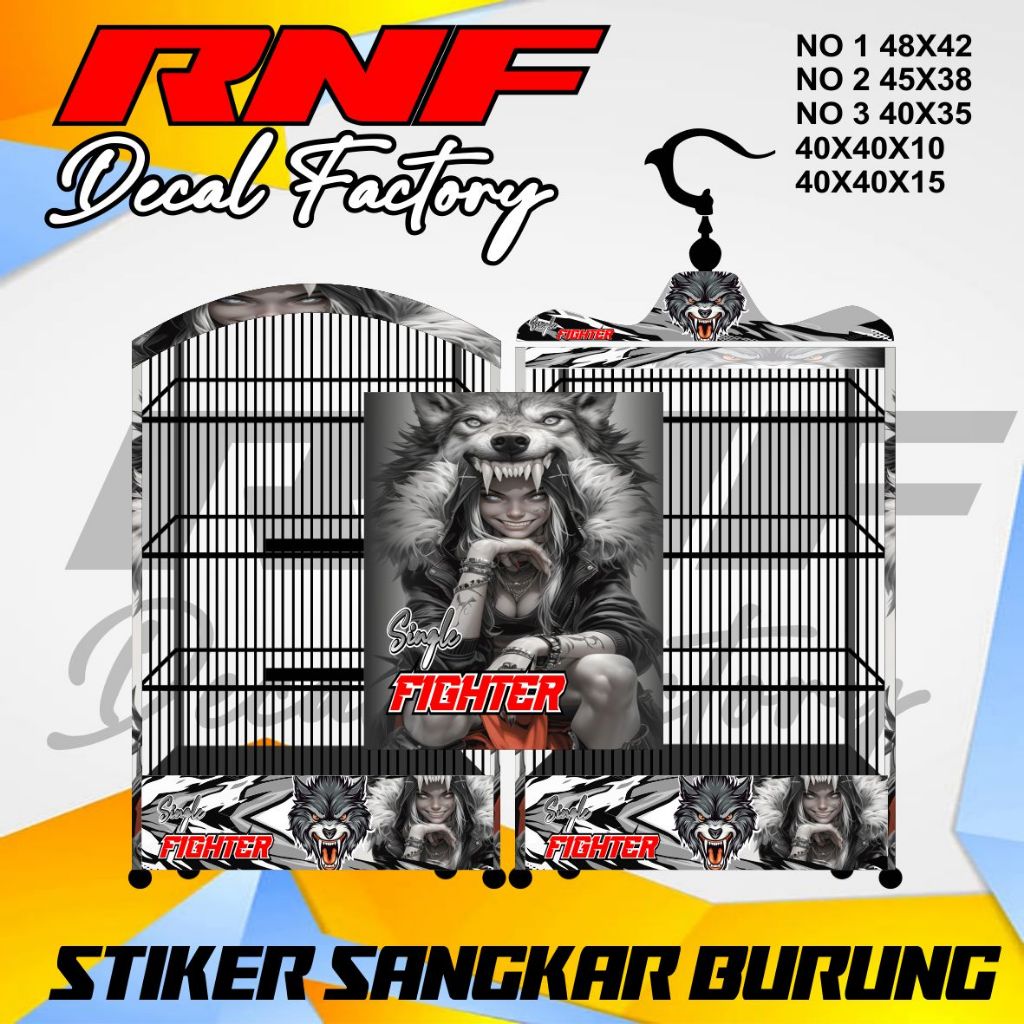 stiker decal sangkar burung kotak,wolf single fighter,sangkar burung kotak,sangkar burung kosan