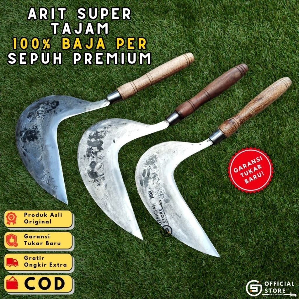 SABIT/ARIT Premium Terbaik ASLI BAJA KHAS GARUT  | Alat Pemangkas Rumput | Alat Pertanian, Perkebuna