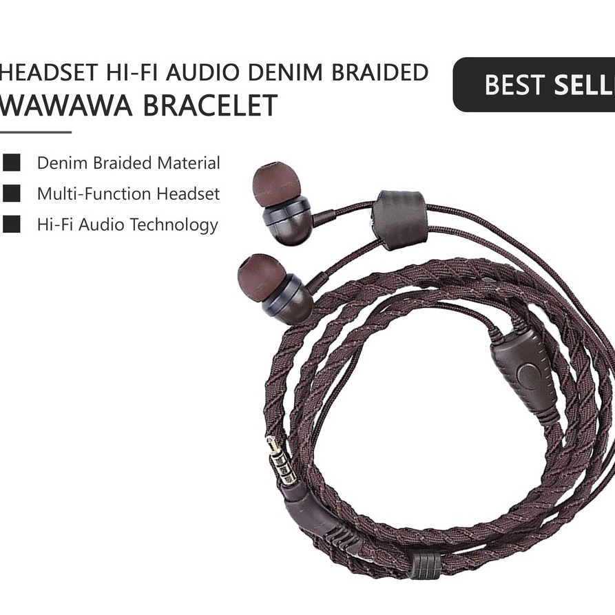 WAWAWA Bracelet Headset Hi-Fi Audio Denim Braided Material Stylish Design