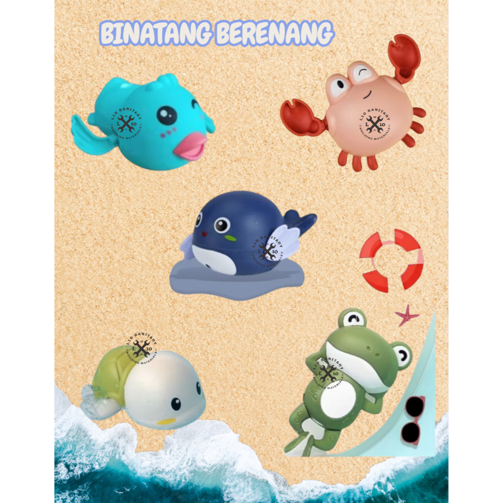 Mainan Binatang Berenang / Bebek Kepiting Kodok Berenang / Mainan Anak Mandi Bebek Bisa Berenang Put
