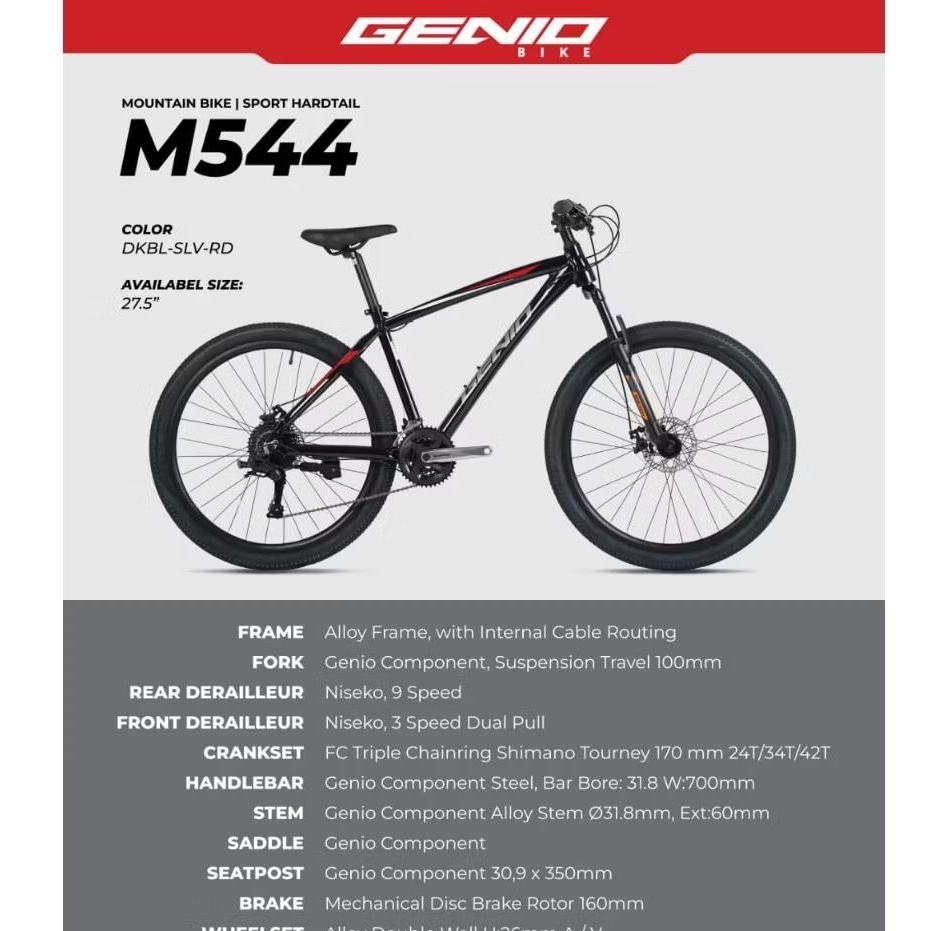 Sepeda Gunung Genio 27.5 inch M544 M573  M346 m544 m573 m346 m 544 m 573 m 346 27.5 MTB Geniobike M5