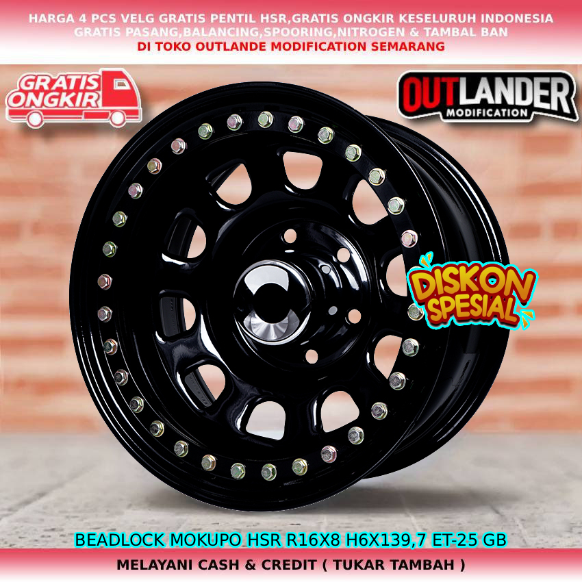 Velg beadlock ring16 lebar 8 untuk mobil Pajero| Strada| Triton| Terrano| dll velg hsr beadlock R16