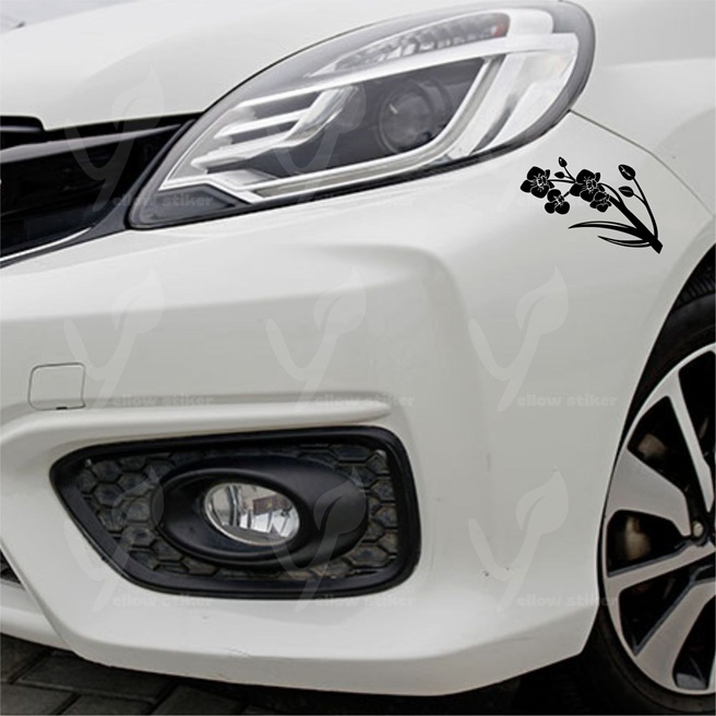 CUTTING STICKER BUMPER MOBIL BUNGA ANGGREK DEKORATIF KEREN STIKER MOBIL BERKUALITAS