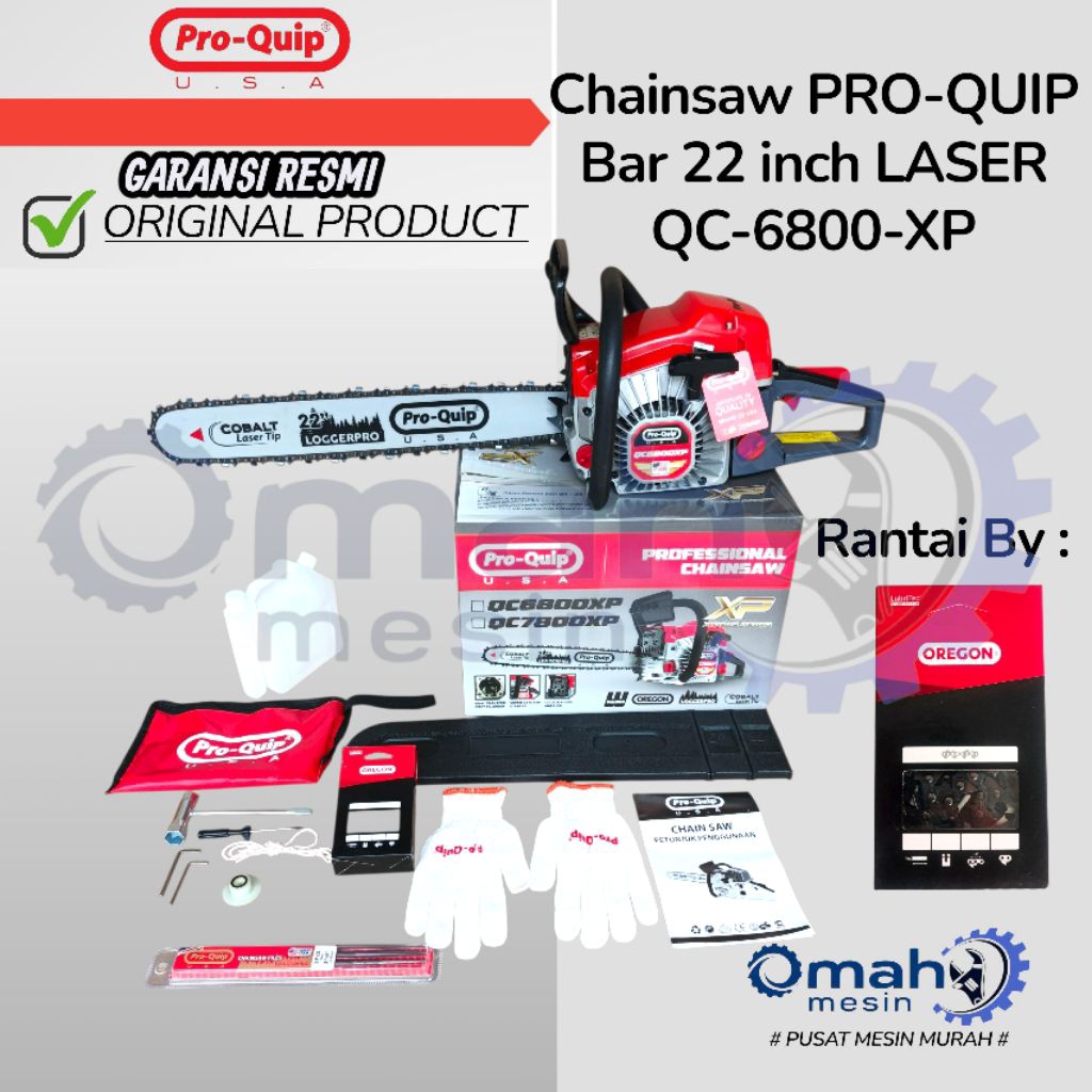 Mesin Senso 22 Inch Bar Laser Baja Rantai OREGON QC6800XP PRO-QUIP / Chainsaw 22 inch Bar Laser Baja