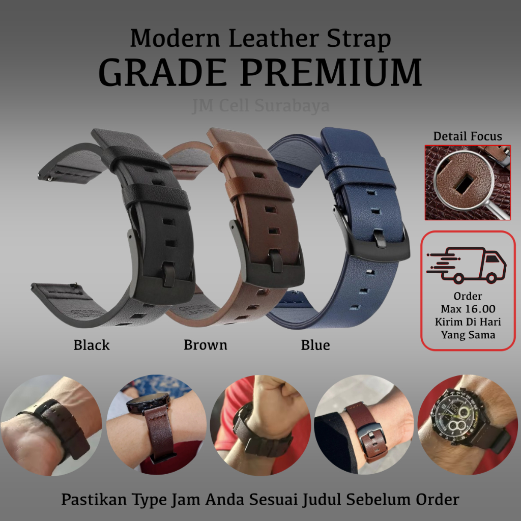Strap Tali Jam Garmin Venu 3S 41mm / 2S 40mm / 4 Versi 41mm - Kulit Leather Simple Polos 18mm Modern