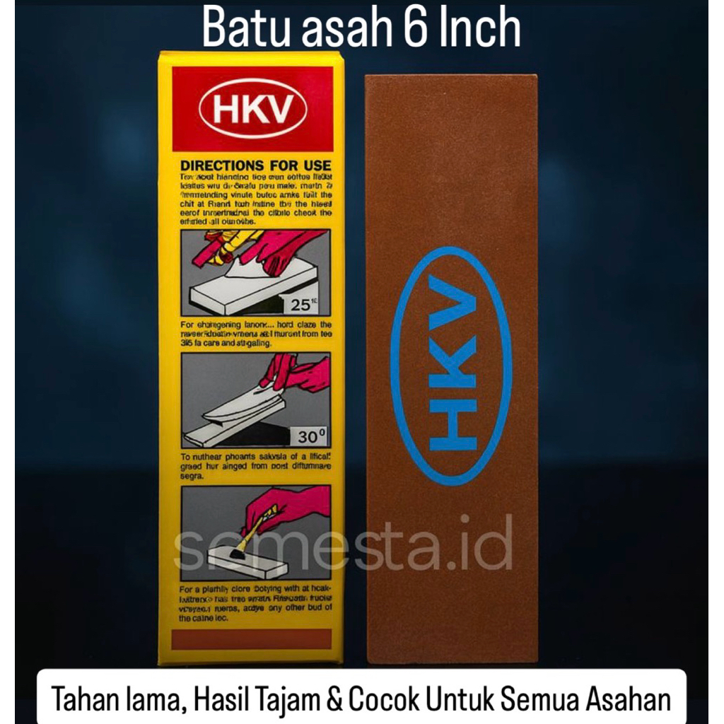 Batu Asahan 6” Inch Bolak Balik 2 Fungsi | Batu Asahan Pisau Gunting HKV | Batu Asah Pisau | Batu As